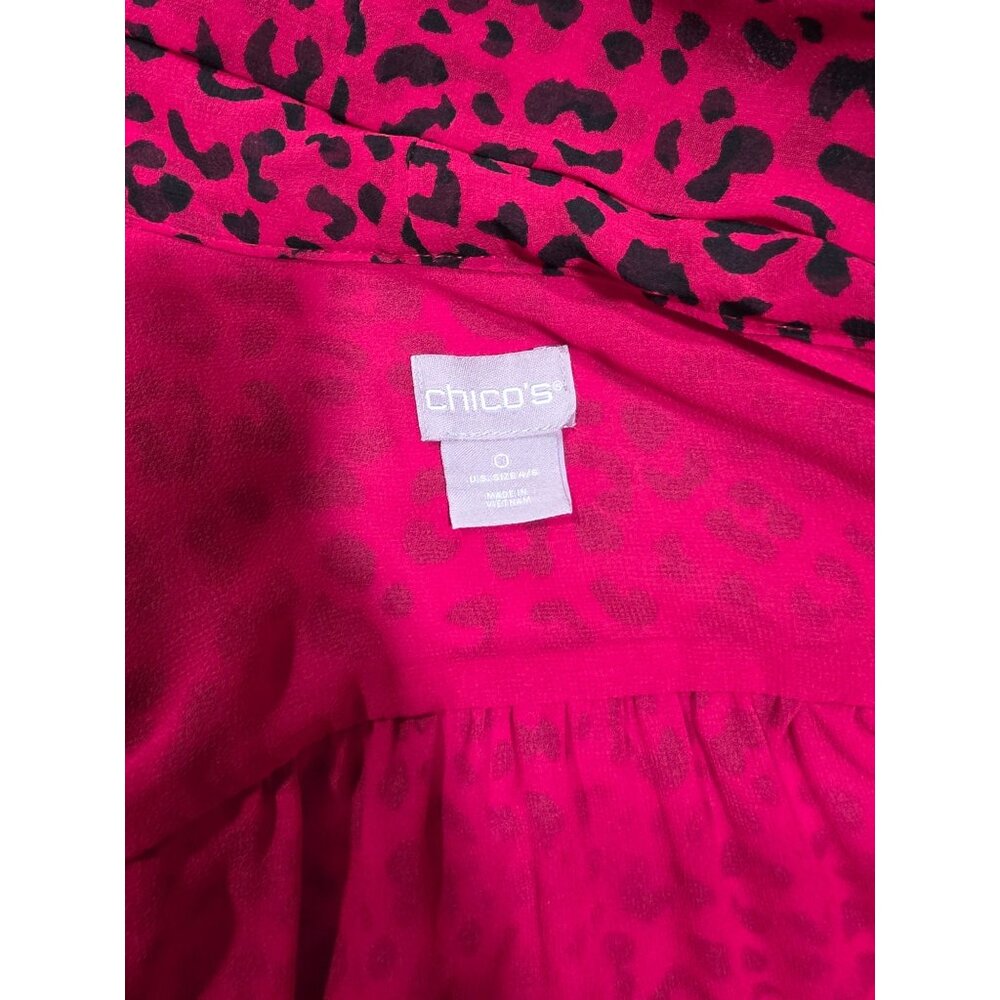 Chicos Red Leopard Print Button-Down Blouse With … - image 6